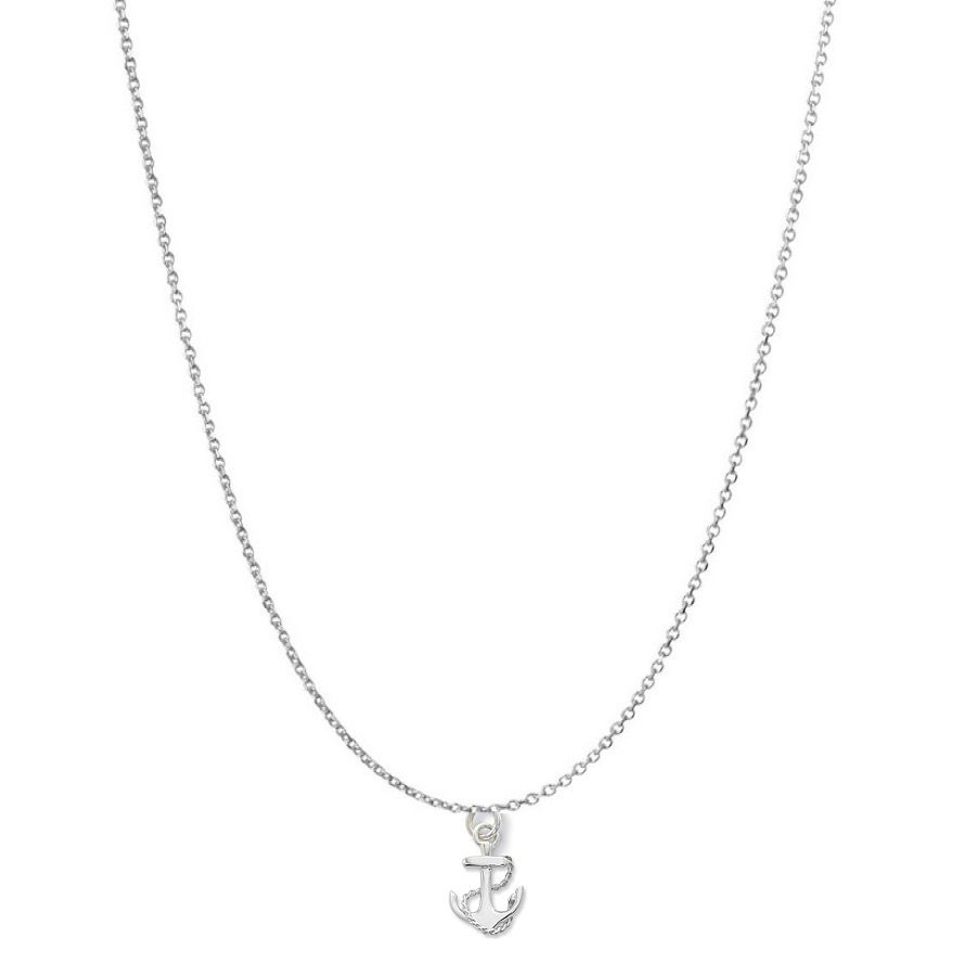 Sterling Silver Anchor Pendant with Sterling Rope